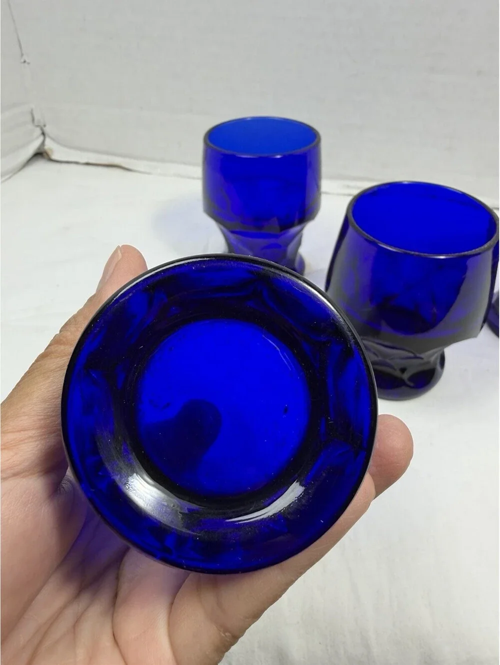 Vintage Viking Glass Georgian Cobalt Blue 10oz Tumbler Drinking Glasses Set of 4